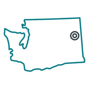 image of Washington state with a spot on Spokane