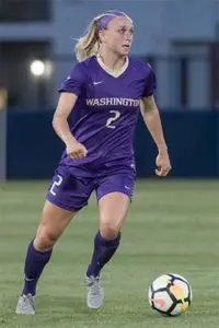 woman kicking soccer ball