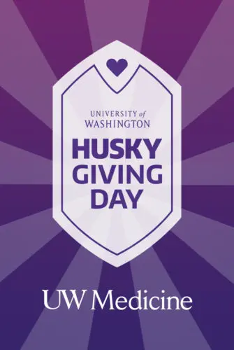 A graphic with the Husky Giving Day logo against a purple gradient background.