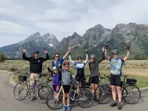 Dr. Ramsey and his family on a bike ride.