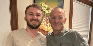 Caleb Allred with his father.