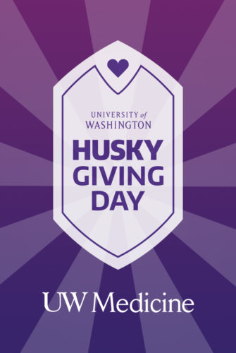 A graphic with the Husky Giving Day logo against a purple gradient background.