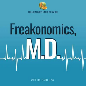 Graphic for the podcast Freakonomics, M.D. The graphic has a blue background and features text reading 