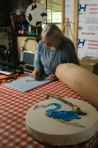 Pat Thorp working in her studio.