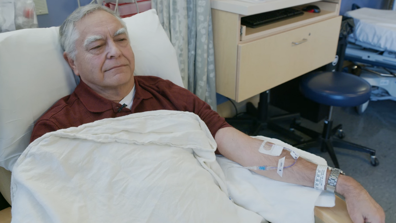 Doug Davidson receiving an infusion of lecanemab