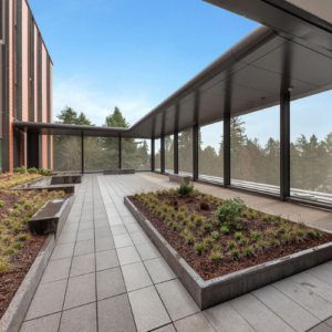 A garden terrace at the Center for Behavioral Health and Learning.