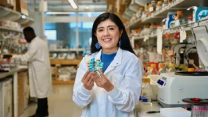 Susana Vazquez Torres in the lab at the Institute for Protein Design